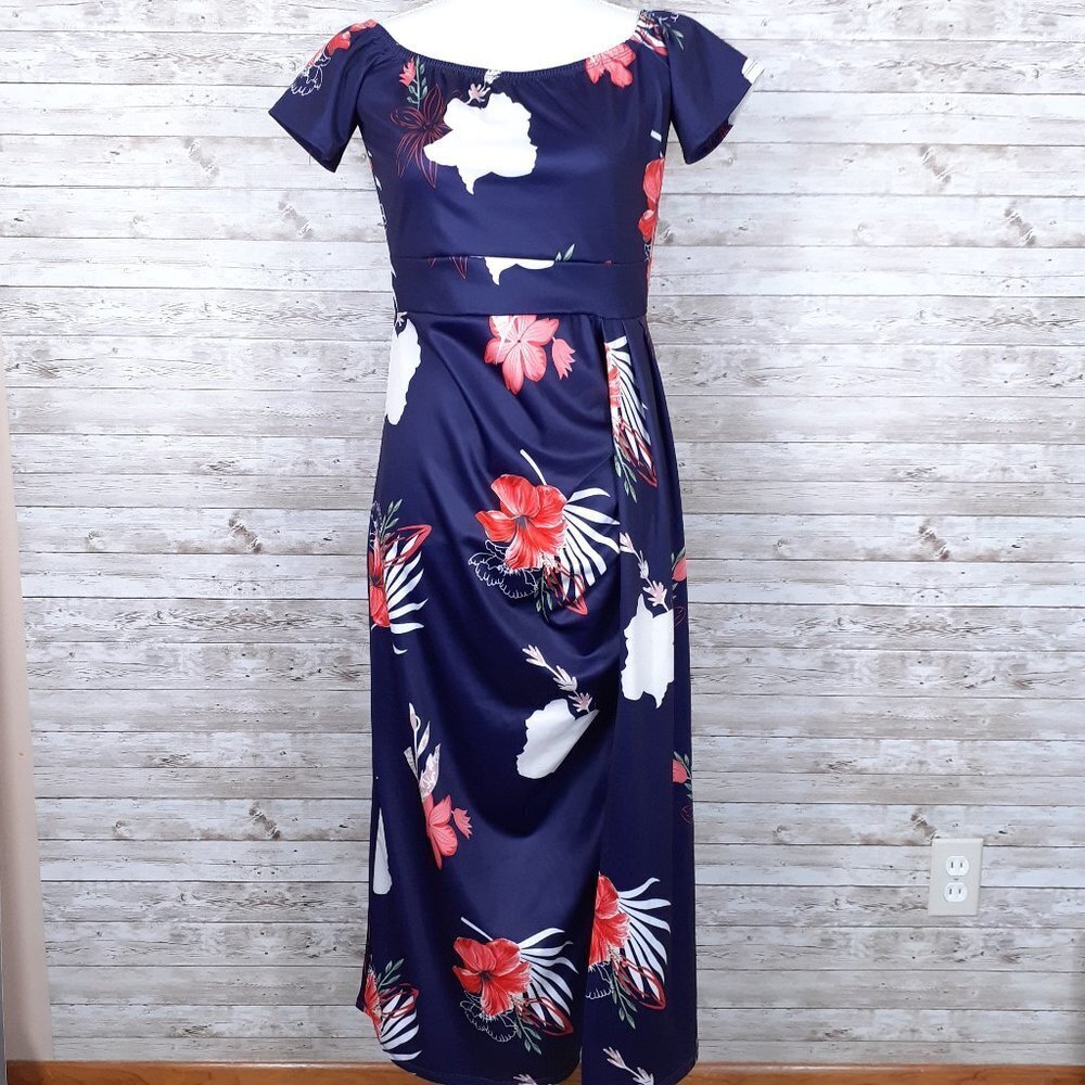 Island Wrap Dress L Tropical Flowers 81A